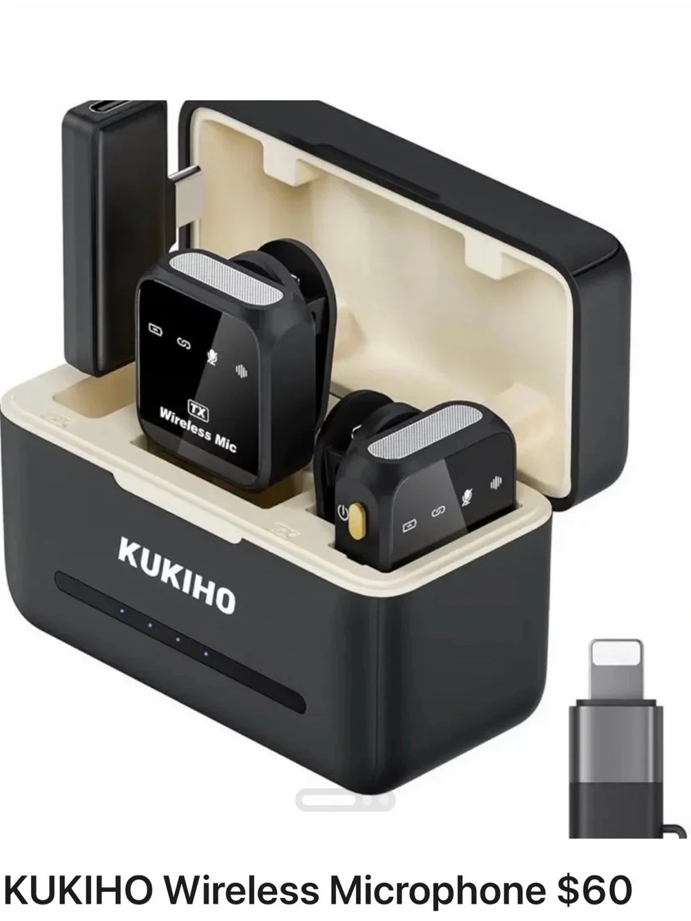 Kukiho Sealed Wireless Microphone System Set W/ Charge Case & Accessories USBC